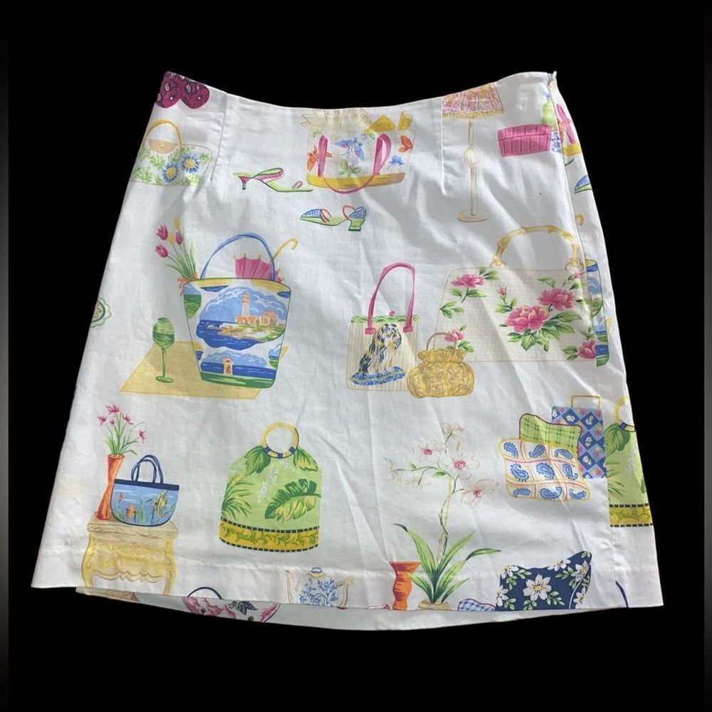 Yuka Resort Wm’s Sz 10 White Floral Beach Tropical Purse Design Lined Skirt